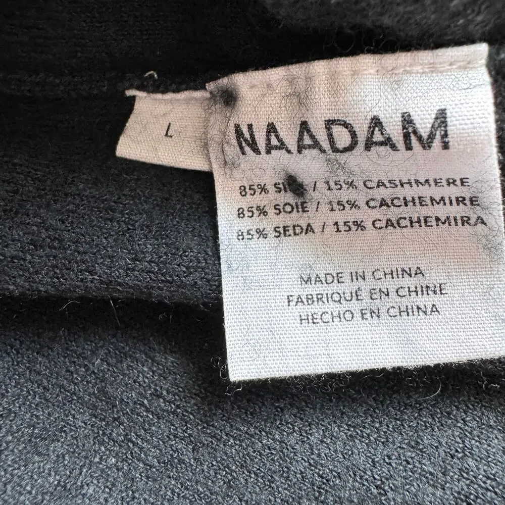 Naadam Womens Silk Cashmere Knit Top Size L Neutral Short Sleeve Minimal Black